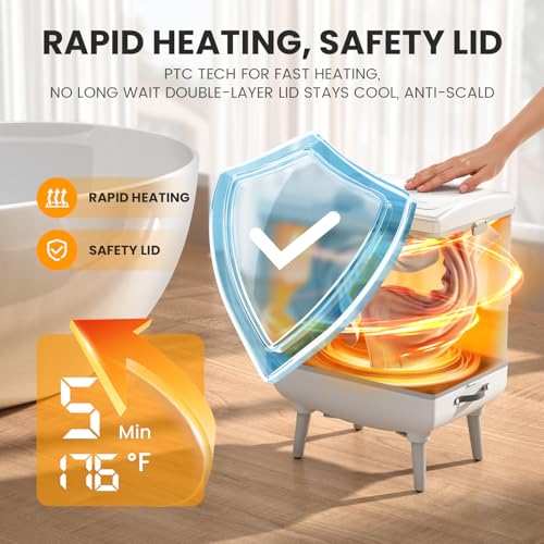 AGLUCKY Foldable Towel Warmer, 35L Large Capacity PTC Heater | Aromatherapy & Heat/Delay Timer, Fits Up to Three Oversized 45"x70" Towels, ETL Certified Towel Dry for Home Spa