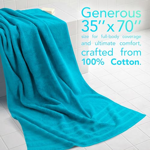 American Soft Linen 100% Cotton Luxury Turkish Towels, 35x70 XL Bath Sheet | Soft Absorbent Quick Dry OEKO Tex Standard 100 Certificated Durable Machine Washable Premium Hotel Quality - color: Aqua Blue, size: 1 Piece set