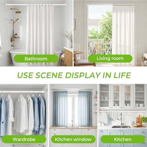 2 Pack Tension Curtain Rods 31-62 Inch Adjustable Spring Tension Rods 7/8 Inch Diameter White Shower Curtain Rod No Drilling for Window, Bathroom, Closet, Room Divider - color: White, size: 31" to 62"-2Pcs