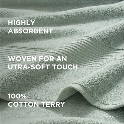 Ted Baker 2-Pack Hand Towel Set Cotton Highly Absorbent 18 x 28 Sage Green - color: Sage, size: Hand Towel Set - 2 Piece