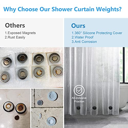 VANZAVANZU 3 Pairs Shower Curtain Weights, Silicone Wrapped Magnets, Heavy Duty Magnets Prevent Curtain Liner from Blowing, Rust-Free, Black - color: Black, size: 1.2"W x 1.2"L (Pack of 3)