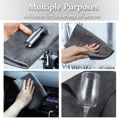 Thickened Magic Cleaning Cloth,Lint Free,11.8 * 11.8in,8 Pcs | Reusable Microfiber Cleaning Rag for Windows,Stainless Steel,Kitchen,Mirror,Glass,Car,Magic Cleaner Towel,Gray - color: Gray