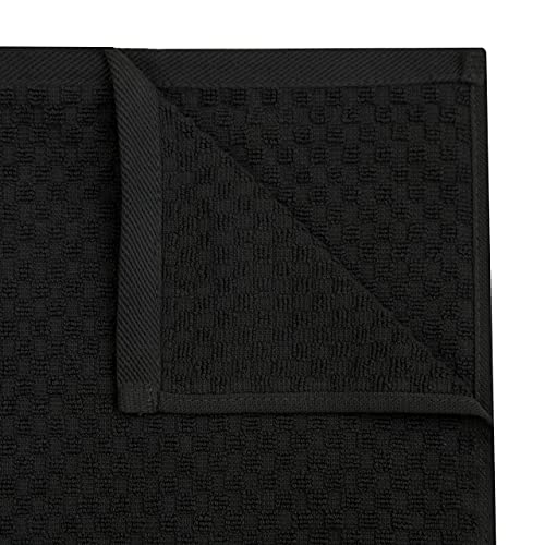 COTTON CRAFT Amazing Kitchen Towel - 12 Pack 100% Cotton Waffle Terry Towel | Black - 16x28 inch Euro Café Waffle Weave Dish Towels - Soft Absorbent Quick Dry Low Lint Reusable Pantry Bar Cleaning Cloth - color: Black, size: 12 Pack