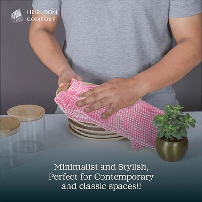 5 Pack Dual Tone Waffle Weave Kitchen Towels, 16x26 Inch, 100% Cotton, Absorbent, Fast Dry Dishcloth Set, Soft and Durable, Baby Pink - color: Light Pink, size: 16 x 26 - Pack of 5