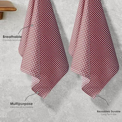 Dual Tone Waffle Weave Dish Cloth, 12 Pack, 100% Cotton, 12"x12", Super Absorbent, Fast Drying Reversible Dishcloth Set, Washcloth, Dish Rags, Soft for Cleaning, Durable, Burgundy - color: Burgundy Wine