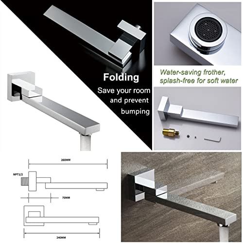 4 Way Thermostatic Shower System with Tub Spout, 12 Inch Ceiling LED Shower Head, Handheld Spray, 6 Body Jet, Chrome - color: Chrome, size: 12" Ceiling Shower