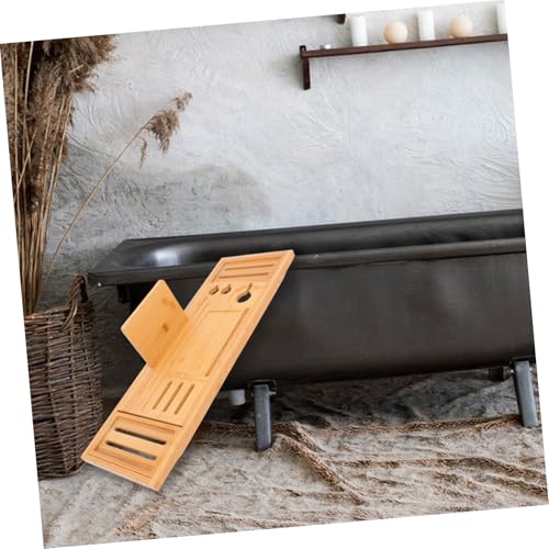 BESTOYARD Expandable Bamboo Bathtub Tray Organizer Phone Holder Multi-Functional Bath Table for Relaxation Bathroom Accessories