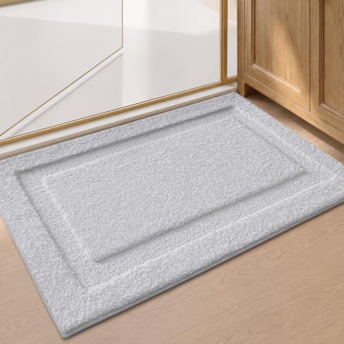 Color&Geometry Non Slip Bathroom Rugs 36x24,Ultra Soft Absorbent Upgraded Microfiber Bath Rugs, Non-Slip Bathroom mat, Washable Plush Bath Mats for Bathroom, Shower, Bathtub, Laundry, White - color: A, size: 24"x36"