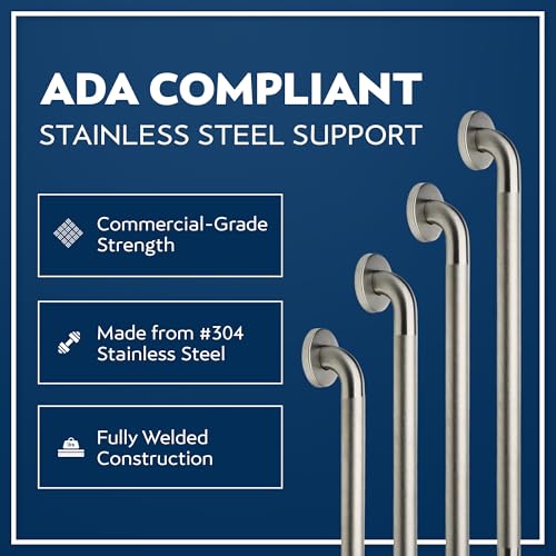 4-Pack Starter Bundle, 500 lb, 16/18/24/32 in, Peened Textured | Complete Bathroom Safety Starter Bundle, For Seniors, 1.25 in Diameter, 500 lb Rated, All-in-One Shower Safety Solution - color: Peened Textured