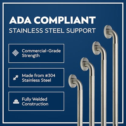 4-Pack Starter Bundle, 500 lb, 16/18/24/32 in, Peened Textured | Complete Bathroom Safety Starter Bundle, For Seniors, 1.25 in Diameter, 500 lb Rated, All-in-One Shower Safety Solution - color: Peened Textured