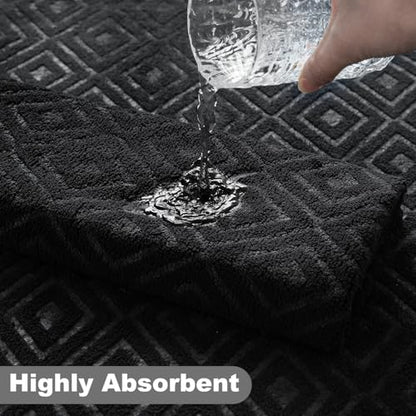 Smuge 18-Piece Bath Towel Set, Include 6 Bath Towel Sheets, 6 Hand Towels and 6 Washcloths - Highly Absorbent Quick Dry 100% Microfiber,Ultra Soft Bathroom Towel Set (Black) - color: Black, size: 18 Pcs Bath Towel Set