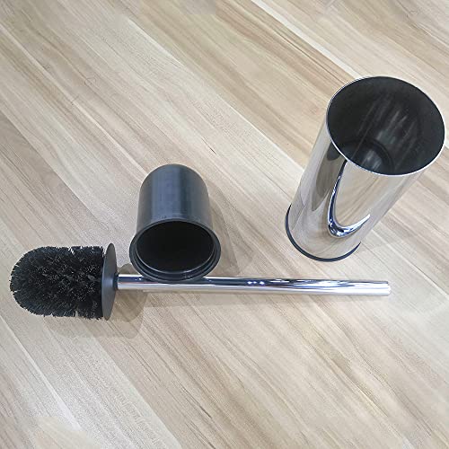 Freestanding Toilet Brush Holder for bathrooms 304 Stainless Steel Toilet Brush Stand Round Storage and Organization Rust Resistant 18-inch high Polished Chrome Finished - color: 18-inch Round High Polished Chrome