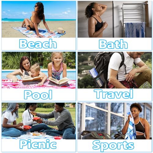 Widdonen Microfiber Beach Towel,Compact 2 Pack-71x32 Inch with Bag Travel | Extra Large,Lightweight,Thin,Sand Free,Quick Dry,Absorbent.Packable for Camping,Swim,Pool,Bath,Picnic,Cruise Essentials Gift - color: 2 Pack Turtle Fly Fish M