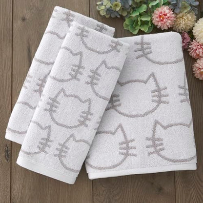 SKL Home Cat Jacquard 100% Cotton Reversible Bath Towel, White/Gray - size: 50 inches x 27 inches