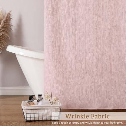 Aiyufeng 3D Textured Pink Shower Curtain for Bathroom, Fabric Shower Curtain Soft Cloth & Hotel Spa Quality, Luxury Boho Bathroom Curtains, Machine Washable, Pink, 72x72 Inches - color: Pink, size: 72"W x 72"L (Pack of 1)