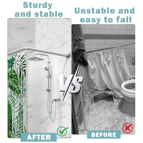 Shower Rod Ceiling Support Bracket 2-Pack – Anti-Sagging 304 Stainless Steel, 60" Adjustable Rust-Resistant, Fits Curved/L/U-Shaped Rods - color: 2 PACK