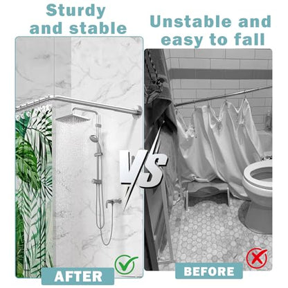 Shower Rod Ceiling Support Bracket 2-Pack – Anti-Sagging 304 Stainless Steel, 60" Adjustable Rust-Resistant, Fits Curved/L/U-Shaped Rods - color: 2 PACK
