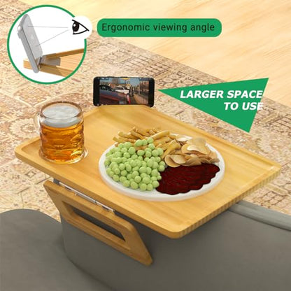 Smatdecis Couch Arm Tray Table Sofa Arm Clip Table, Armrest Tray Table Suitable for Home Drinks/Fast Food/Fruit Etc, Large Size Multi-Function Natural - color: Natural, size: 13" x 9.4"(Classic)