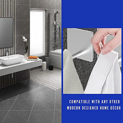 Performore 4 Pack Heavy Duty Wire Adhesive Towel Hook Hanger Wall Stick on Hooks for Hanging Waterproof Stainless Steel for Office Bathroom Kitchen Wall