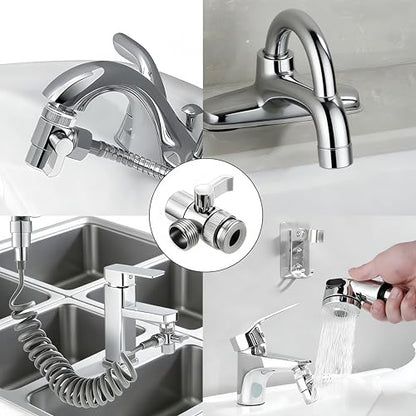 Sink Faucet Diverter 3-Way Valve Splitter G1/2 for Kitchen Bathroom - color: Sliver with 3 Adapters