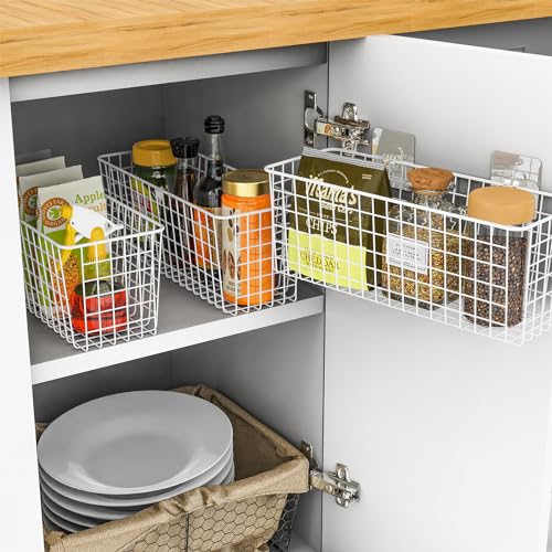 Joben Oligey 3 Set [Extra Large] Hanging Wall Wire Baskets, Farmhouse Food Storage Kitchen Pantry Laundry Closet Garage RV, White - size: White - Extra Large