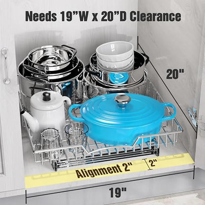 Simple Houseware Under Cabinet Pull Out Sliding Shelf Drawer, 18Dx17W | for Kitchen Organizer - size: 18" D x 17" W