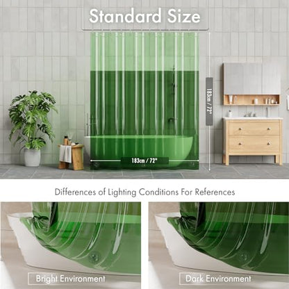 AmazerBath 100% EVA Shower Curtain Liner, 72 x 72 Inches Heavy Duty Shower Curtain and Liner 2-in-1 with 3 Clear Stones and 12 Brass Grommets, Color Block Soft Shower Liner - Mint Green & Pine Green - color: Rainbow Flip Forest