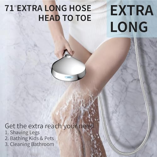 Shower Head With Handheld, 9-Mode High Pressure Handheld Showerhead | Built-in Pause Mode & Power Wash, Anti-clog Nozzles Hand Shower, Leakproof 71 Inch Hose & Adjustable Bracket, Chrome - color: Polished Chrome- 4.53 Inch