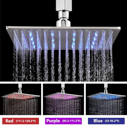Aolemi Ceiling Shower Faucet Set with Handheld 16" LED Head Polish Chrome | Handheld Spray,16 Inch Rain LED Head,Shower Valve and Trim Kit,All Metal,Ceiling System,Bathroom Mixer - color: Chrome, size: 16 Inch LED Shower Head