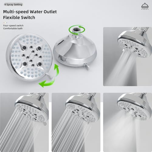 Double Shower Head with Manifold Shut-Off Valve,4 Function 2 Shower Sprayers,High Pressure Dual Shower Heads Combo Set,Chrome,AC1MG - color: Chrome, size: 7.5
