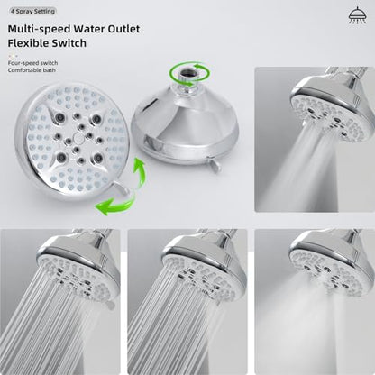 Double Shower Head with Manifold Shut-Off Valve,4 Function 2 Shower Sprayers,High Pressure Dual Shower Heads Combo Set,Chrome,AC1MG - color: Chrome, size: 7.5