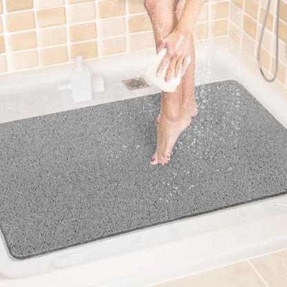 LuxStep Shower Mat Bathtub Mat,Non-Slip Bath Mat with Drain, Quick Drying | 24x36 inch, PVC Loofah Bathmat for Tub,Shower,Bathroom,Grey - color: Stylish Grey, size: 36" x 24"