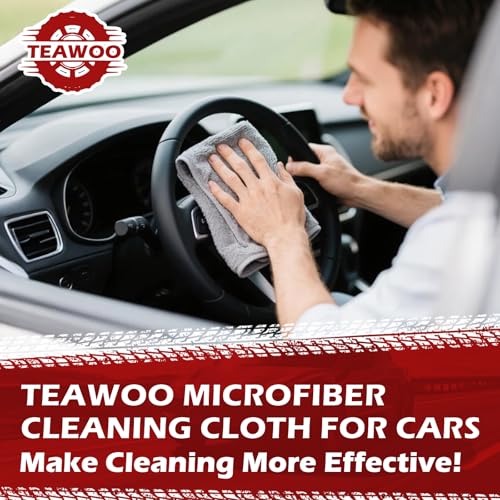 TEAWOO Microfiber Cleaning Cloths-15 Pack, Gray, Microfiber Towels | Cleaning Rags for Cars, Home(12x12 inches) - color: Dark Gray, size: 15P