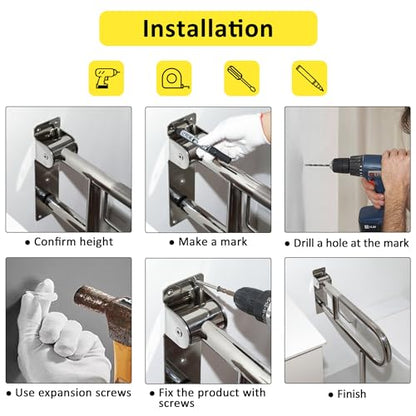 Handicap Grab Bar,23.6 Inch Stainless Steel 1.25" Diameter Toilet Safety Rails for Bathroom with Paper Holder, Anti-Slip Flip-Up Support Rail for Seniors Elderly - size: 23.6 Inch