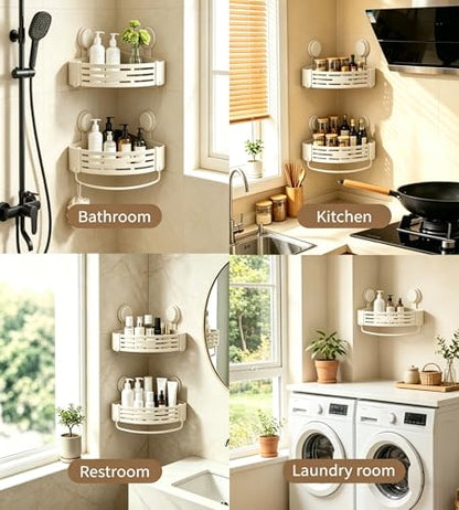 LOOCH 3 Pack Corner Shower Caddy Organizer Space-Saving Shelves | Rustproof stainless corner shelves for inside shower with strong adhesive rust-resistant easy install heavy duty max load