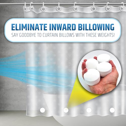 XL & Extra Heavy Powerful Anti-Billowing Magnetic Shower Curtain Weights for Splash-Free Bath Experience - 360° Silicone Wrapped - Will Never Rust - Prevent Curtain from Blowing | 4 XL Pairs | White - color: White, size: 4 XL Pairs
