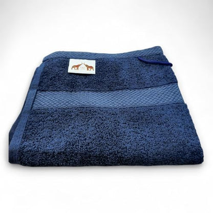 Mango Gifts 100% Cotton Hand Towels Set of 2, 16 x 28 Inch, Soft Combed Cotton, Highly Absorbent, Quick Dry, Sustainable Towels for Bathroom, Hotel, Spa, Dorm, Navy Blue - color: Navy Blue