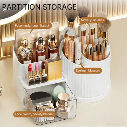 Anyoifax 360 Rotating Makeup Brush Holder Make Up Brushes Organizer, White | Spinning Makeup Brush Cup Cosmetics Container Pen Holder Lipsticks Storage for Vanity, Dresser