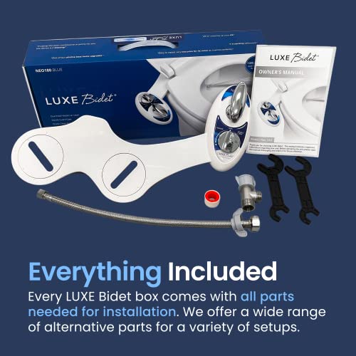 LUXE Bidet NEO 180 - Non-Electric Bidet Attachment for Toilet Seat, Blue | Dual Nozzle, Self-Cleaning, Adjustable Water Pressure, Rear & Feminine Wash, with Lever Control - color: Blue