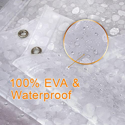 Bostofy EVA 3D Waterproof Shower Curtain Liner, Clear Extra Long Bathroom Shower Liner with Rustproof Metal Gromments and Weighted Magnet,72”Width x 84”Length - color: Clear Stone, size: 72"W x 84"L (Pack of 1)