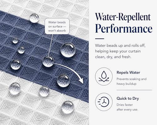 Dainty Home Ombre Waffle Weave Shower Curtain (Navy) - color: Textured Navy Blue