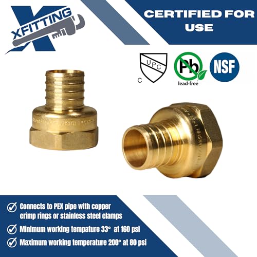 2 Pack XFITTING 1 inch Pex x 1 inch Female NPT Adapter - size: 1" Pex x 1" Female