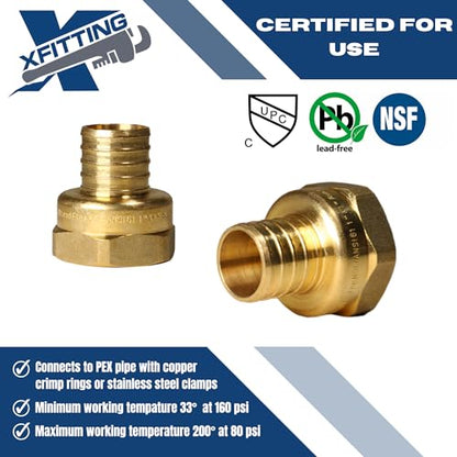 2 Pack XFITTING 1 inch Pex x 1 inch Female NPT Adapter - size: 1" Pex x 1" Female