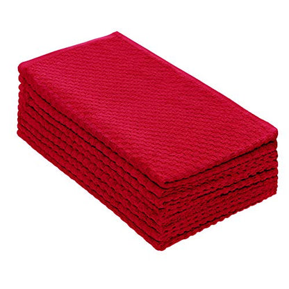 COTTON CRAFT Amazing Kitchen Towels - 8 Pack 100% Cotton Waffle Terry Towel | Red - 16x28 inch Euro Café Waffle Weave Dish Towels - Soft Absorbent Quick Dry Low Lint Reusable Pantry Bar Cleaning Cloth - color: Red, size: 8 Pack