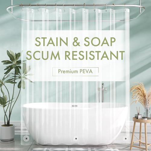 AmazerBath Extra Long Shower Curtain Liner, Clear Shower Curtain Liners 96 Length, 72x96 Inches Plastic Shower Curtain Liner, Cute PEVA Tall Shower Liner, Bathroom Shower Curtain Liners with 3 Magnets - color: Clear, size: 72"W x 96"L (Pack of 1)
