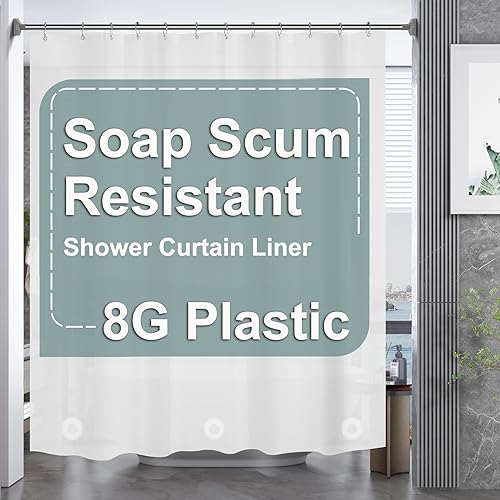 AmazerBath Plastic Shower Curtain 84 Inches Long, 72 x 84 Frosted Weighted Extra Long Shower Curtain, PEVA Heavy Duty Tall Bathroom Curtains with 3 Big Clear Weighted Stones and 12 Grommet Holes - color: Frosted, size: 72"W x 84"L (Pack of 1)