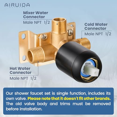 Airuida Shower Faucet Set,8 Inch Shower Valve Kit,Oil Rubbed Bronze | Male Threads,Rough-in Valve Shower Trim Kit,Single Handle Control Shower Set - color: Oil Rubbed Bronze, size: 8 Inch