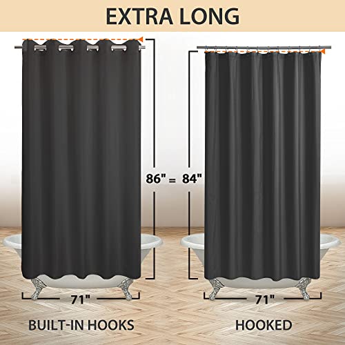 River Dream Extra Long No Hook Black Shower Curtain or Liner Soft Microfiber - 84" Length Fabric Shower Curtain Liner Set, Machine Washable & Water Repellent, Black, 71x86 - color: Black, size: 71"W x 86"L (Pack of 1)