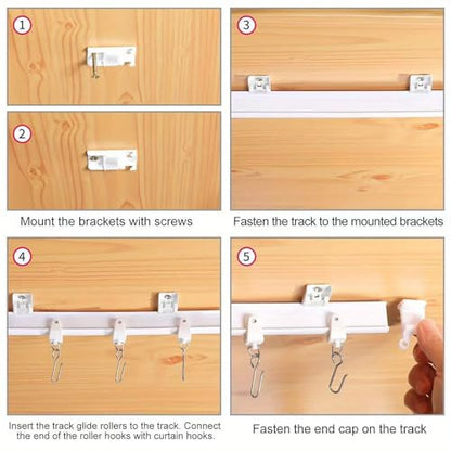Flexible Bendable Curtain Track, 3.28ft Wall Mount PVC Steel Plate, Heavy Duty Ceiling Curtain Track, Curved Tracks for Window Bay Shower (White-2pcs) - color: White-2pcs