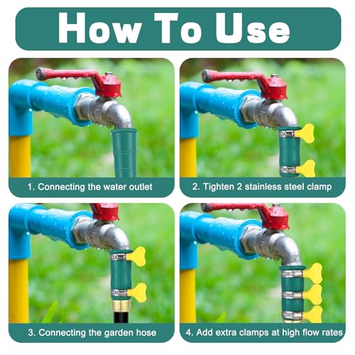 3 Sets Universal Faucet Water Hose Adapter with Clamps Fits 3/4" Thickened Rv Sink Hose Attachment Connector for Garden Kitchen Bathroom Damaged/stripped Faucet Threads or Threadless